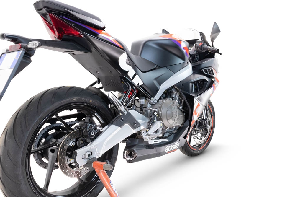 GPR auspuff kompatibel mit  Aprilia RS 457 2024-2025, Ghost Inox, Racing-Komplettsystem-Auspuff, einschließlich Krümmer und abnehmbarem DB-Killer 