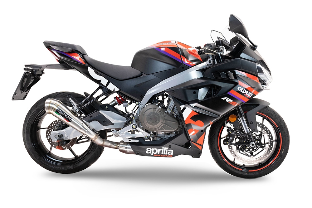 GPR auspuff kompatibel mit  Aprilia RS 457 2024-2025, Powercone Evo, Racing-Komplettsystem-Auspuff, einschließlich Krümmer und abnehmbarem DB-Killer 