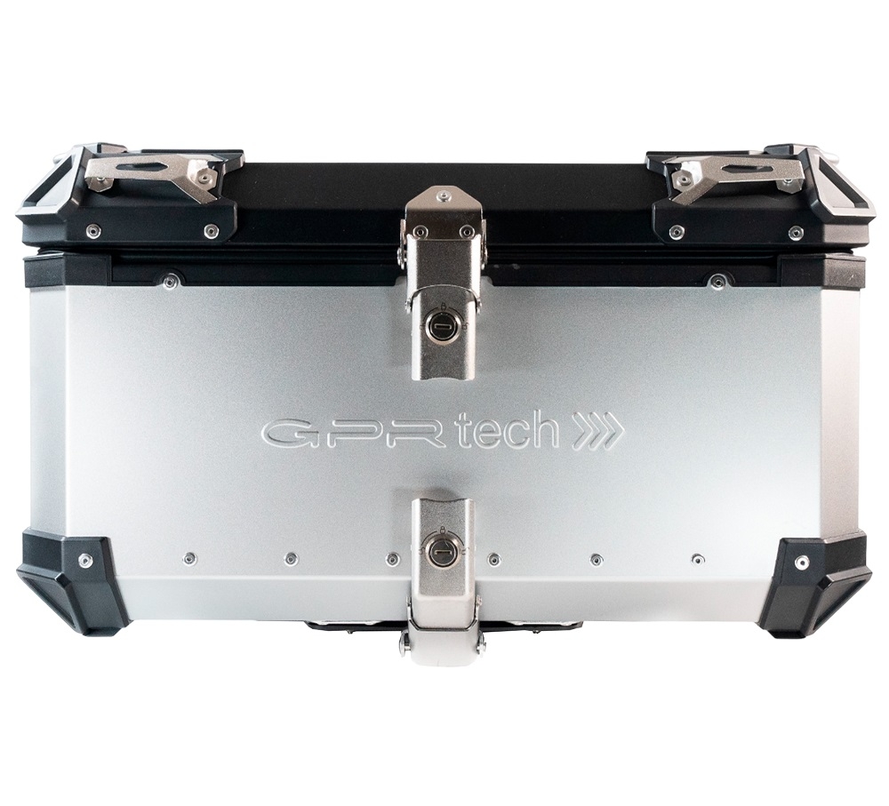 GPR TECH Honda X-Adv 750 2021/2024 e5 Topcase aus Aluminium, silberfarben mit spezifischer Platte inklusive Kapazität Liter 55