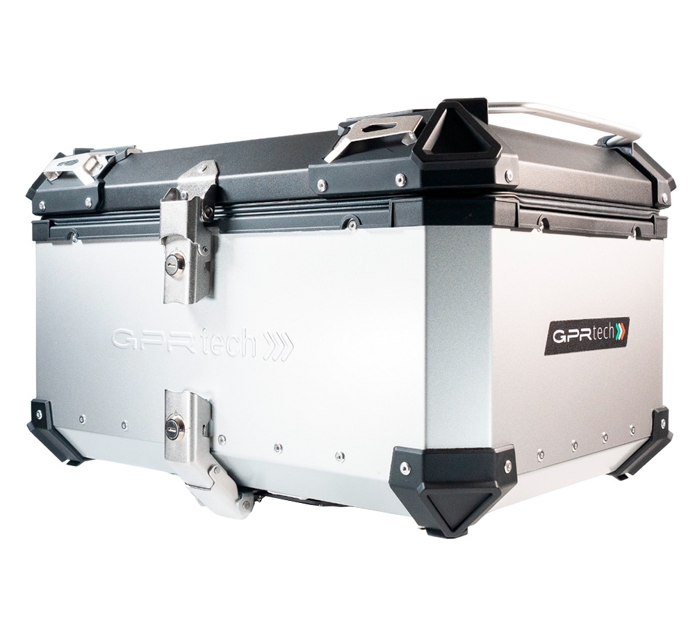 GPR TECH Honda X-Adv 750 2021/2024 e5 Topcase aus Aluminium, silberfarben mit spezifischer Platte inklusive Kapazität Liter 55