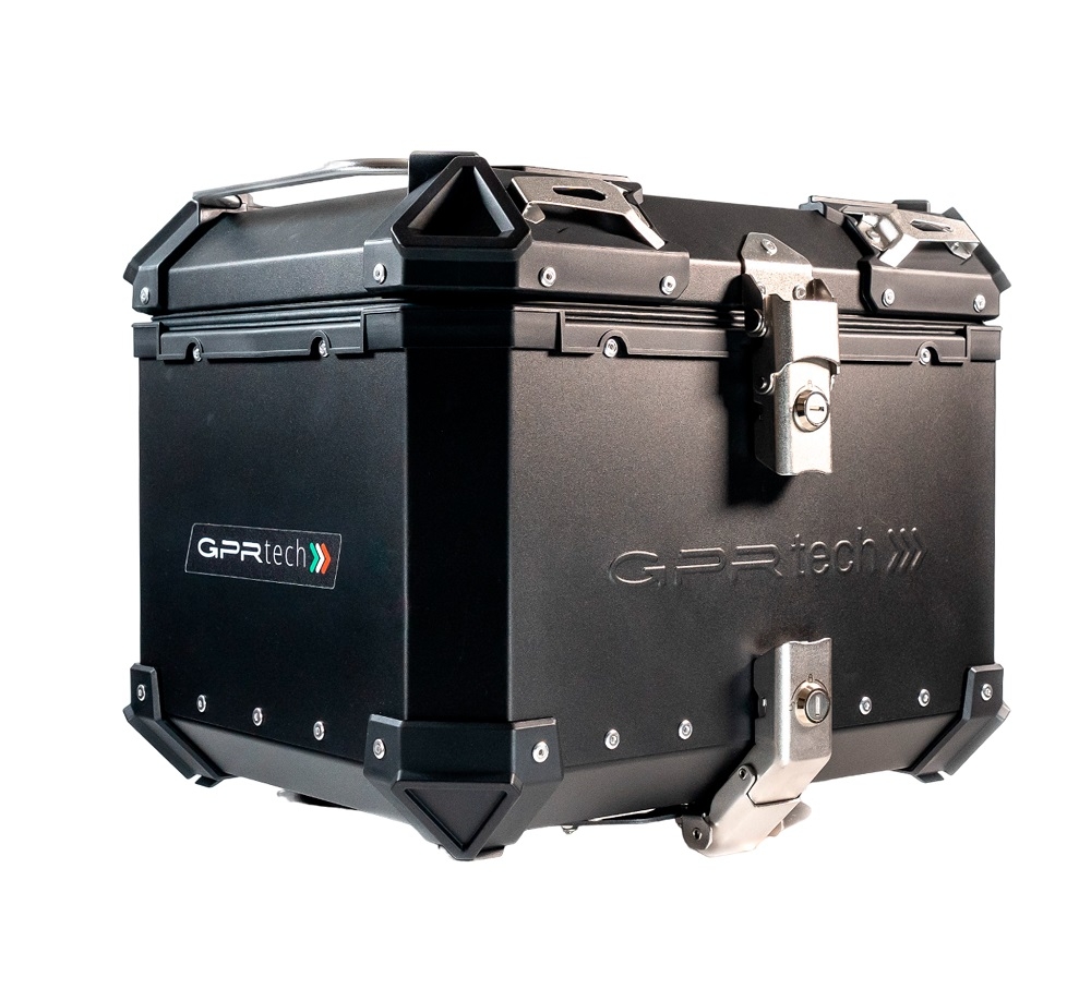 GPR TECH Honda Forza 750 2021/2024 e5 Topcase aus Aluminium, schwarze Farbe mit spezifischer Platte enthalten Kapazität Liter 45