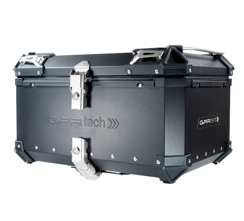 GPR TECH Honda Forza 750 2021/2024 e5 Topcase aus Aluminium, schwarze Farbe mit spezifischer Platte enthalten Kapazität Liter 55