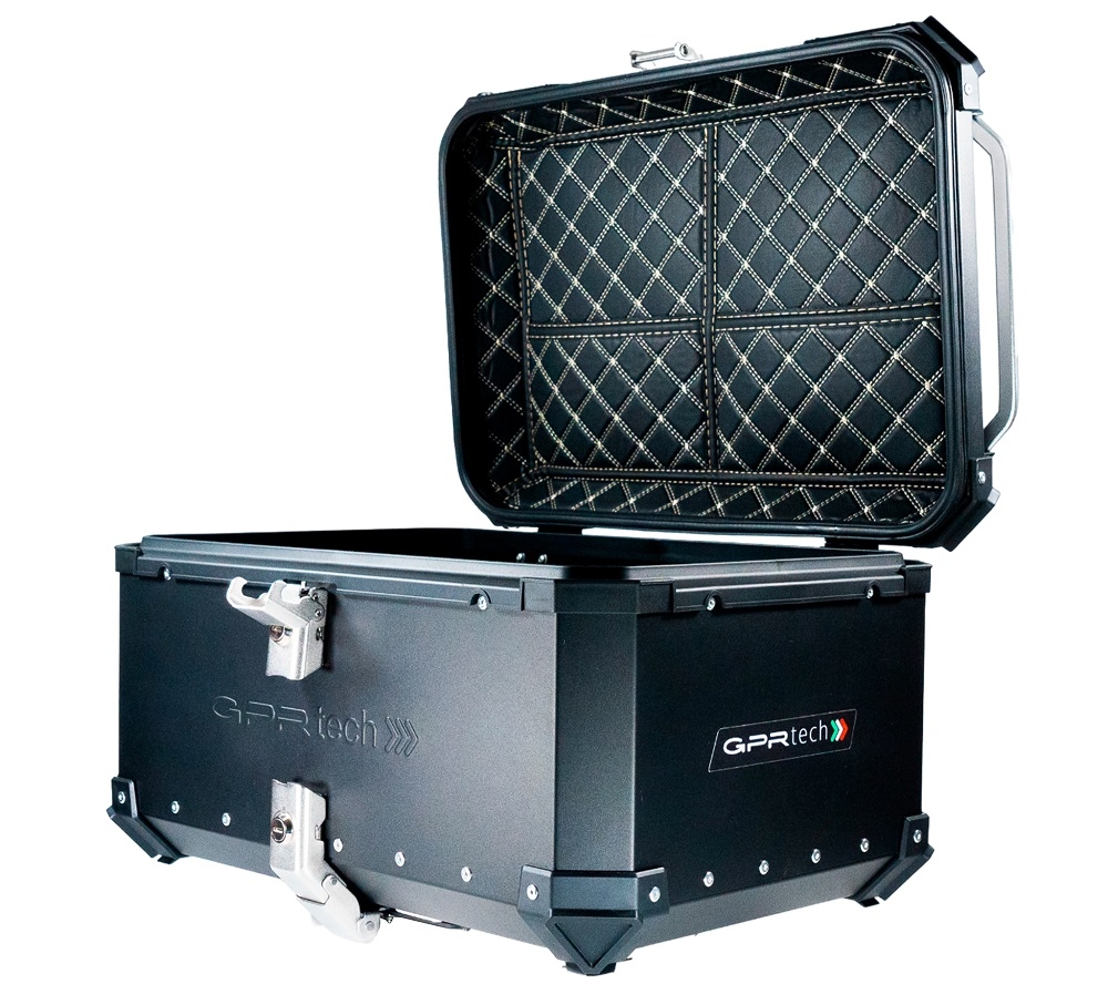 GPR TECH Honda Forza 750 2021/2024 e5 Topcase aus Aluminium, schwarze Farbe mit spezifischer Platte enthalten Kapazität Liter 55