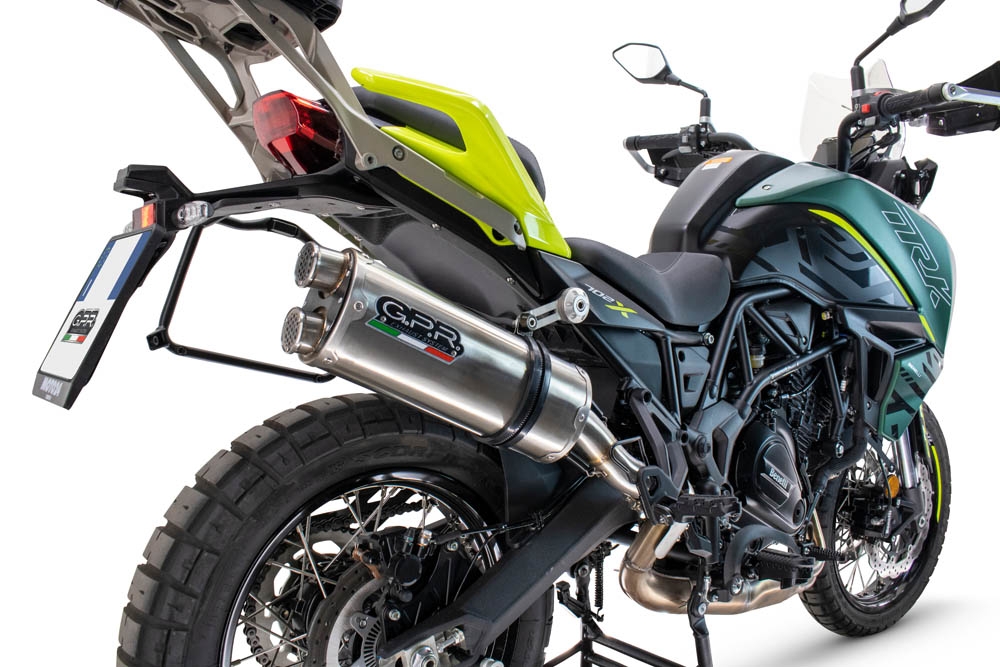 GPR auspuff kompatibel mit  Benelli Trk 702  2023-2024, Dual Inox, Zugelassener legaler Slip-On-Auspuff mit Abe, einschließlich abnehmbarem DB-Killer und Verbindungsrohr 