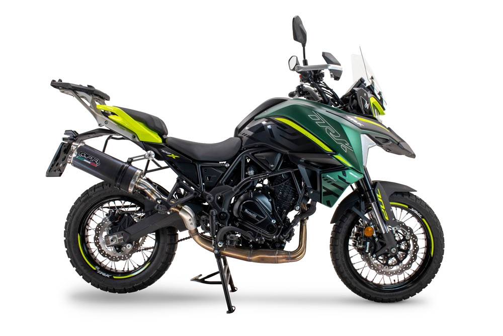 GPR auspuff kompatibel mit  Benelli Trk 702  2023-2024, Dual Poppy, Zugelassener legaler Slip-On-Auspuff mit Abe, einschließlich abnehmbarem DB-Killer und Verbindungsrohr 