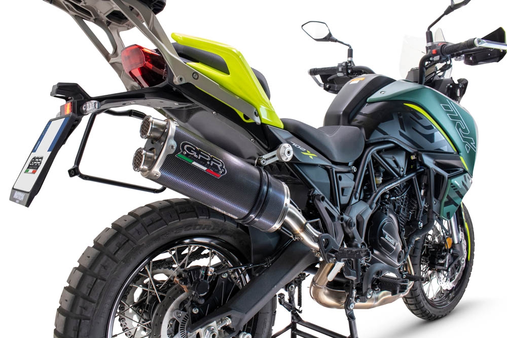 GPR auspuff kompatibel mit  Benelli Trk 702  2023-2024, Dual Poppy, Zugelassener legaler Slip-On-Auspuff mit Abe, einschließlich abnehmbarem DB-Killer und Verbindungsrohr 