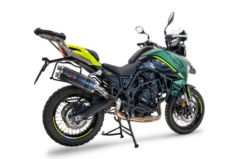 GPR auspuff kompatibel mit  Benelli Trk 702  2023-2024, Dual Poppy, Zugelassener legaler Slip-On-Auspuff mit Abe, einschließlich abnehmbarem DB-Killer und Verbindungsrohr 