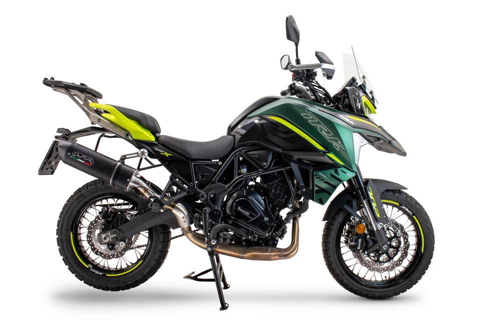 GPR auspuff kompatibel mit  Benelli Trk 702  2023-2024, Furore Evo4 Nero, Zugelassener legaler Slip-On-Auspuff mit Abe, einschließlich abnehmbarem DB-Killer und Verbindungsrohr 