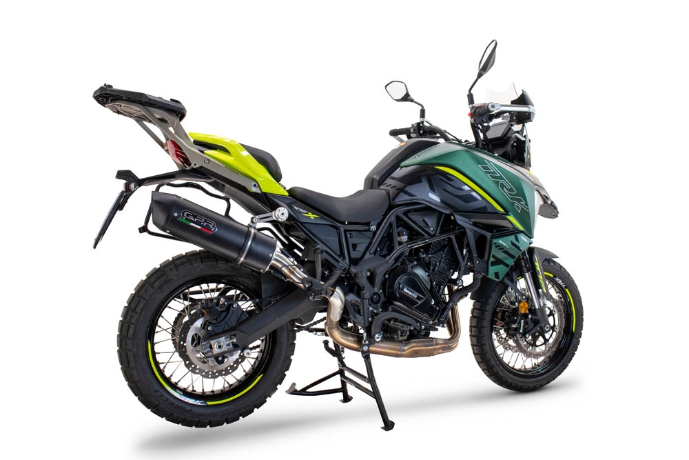 GPR auspuff kompatibel mit  Benelli Trk 702  2023-2024, Furore Evo4 Nero, Zugelassener legaler Slip-On-Auspuff mit Abe, einschließlich abnehmbarem DB-Killer und Verbindungsrohr 