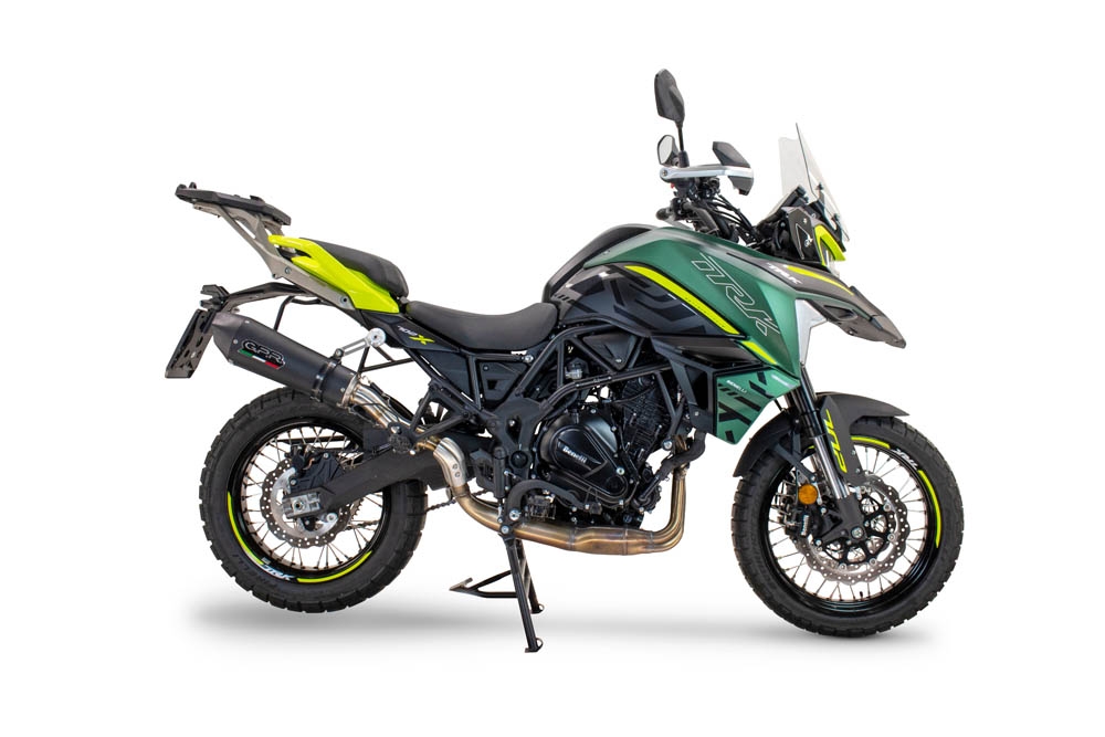 GPR auspuff kompatibel mit  Benelli Trk 702 X 2023-2024, New Grand Prix Evo Black Titanium, Zugelassener legaler Slip-On-Auspuff mit Abe, einschließlich abnehmbarem DB-Killer und Verbindungsrohr 