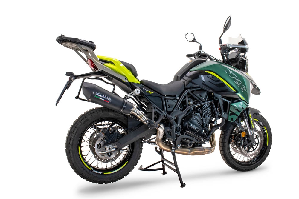 GPR auspuff kompatibel mit  Benelli Trk 702 X 2023-2024, New Grand Prix Evo Black Titanium, Zugelassener legaler Slip-On-Auspuff mit Abe, einschließlich abnehmbarem DB-Killer und Verbindungsrohr 