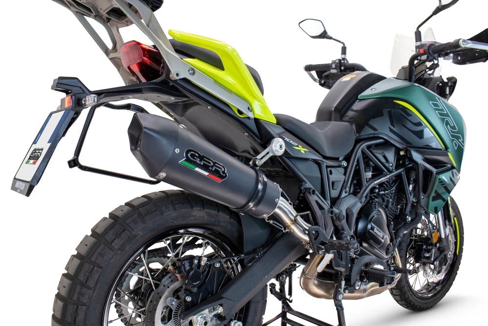 GPR auspuff kompatibel mit  Benelli Trk 702 X 2023-2024, New Grand Prix Evo Black Titanium, Zugelassener legaler Slip-On-Auspuff mit Abe, einschließlich abnehmbarem DB-Killer und Verbindungsrohr 