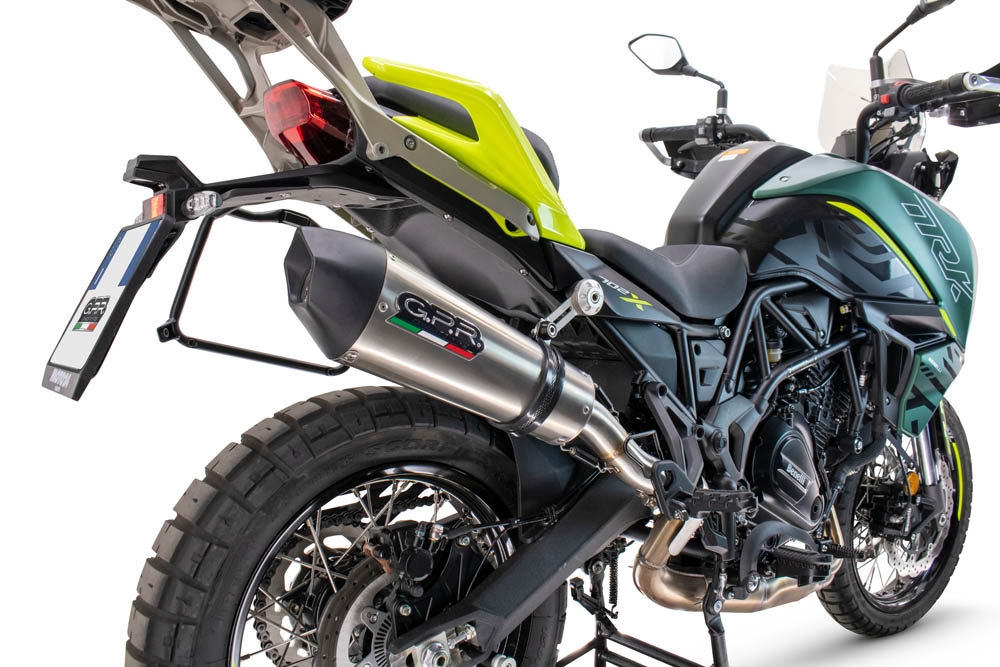 GPR auspuff kompatibel mit  Benelli Trk 702 X 2023-2024, New Grand Prix Evo Titanium, Zugelassener legaler Slip-On-Auspuff mit Abe, einschließlich abnehmbarem DB-Killer und Verbindungsrohr 