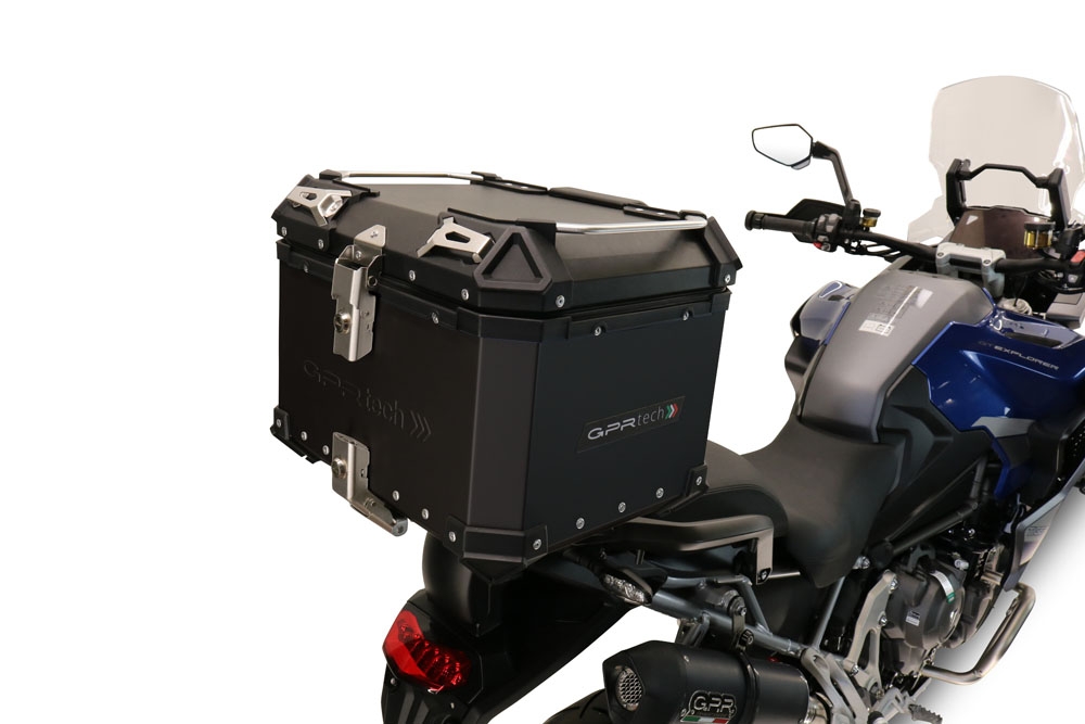 GPR TECH Triumph Tiger 900 2020/2023 e5 Topcase aus Aluminium, schwarze Farbe mit spezifischer Platte enthalten Kapazität Liter 45