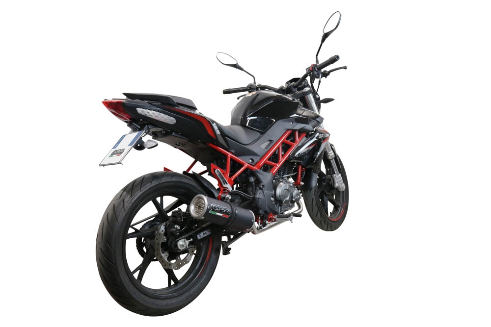 GPR auspuff kompatibel mit  Benelli Bn 125 2021-2024, M3 Black Titanium, Homologierte auspuff mit verbindungsrohr und katalysator 