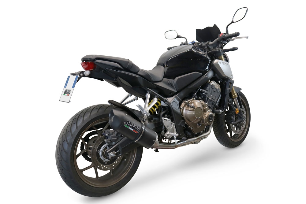 GPR auspuff kompatibel mit  Honda Cb 650 R 2019-2020, Furore Nero, Racing-Komplettsystem-Auspuff, einschließlich Krümmer und abnehmbarem DB-Killer 