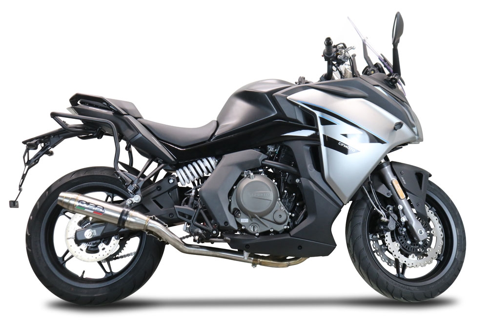GPR auspuff kompatibel mit  Cf Moto 650 Gt 2022-2024, Deeptone Inox, Racing Slip-on, inkl. Verbindungsrohr, herausnehmbarem DB-Killer, ohne ABE 