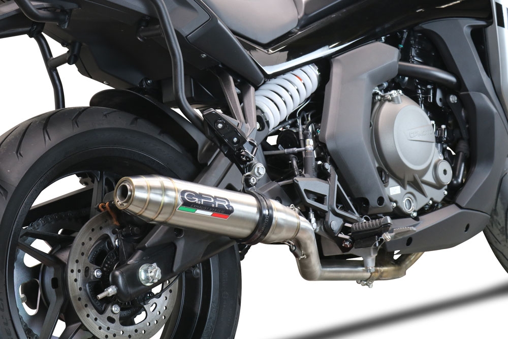 GPR auspuff kompatibel mit  Cf Moto 650 Gt 2022-2024, Deeptone Inox, Racing Slip-on, inkl. Verbindungsrohr, herausnehmbarem DB-Killer, ohne ABE 