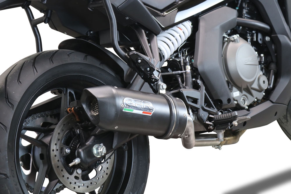 GPR auspuff kompatibel mit  Cf Moto 650 Gt 2022-2024, Furore Nero, Racing Slip-on, inkl. Verbindungsrohr, herausnehmbarem DB-Killer, ohne ABE 