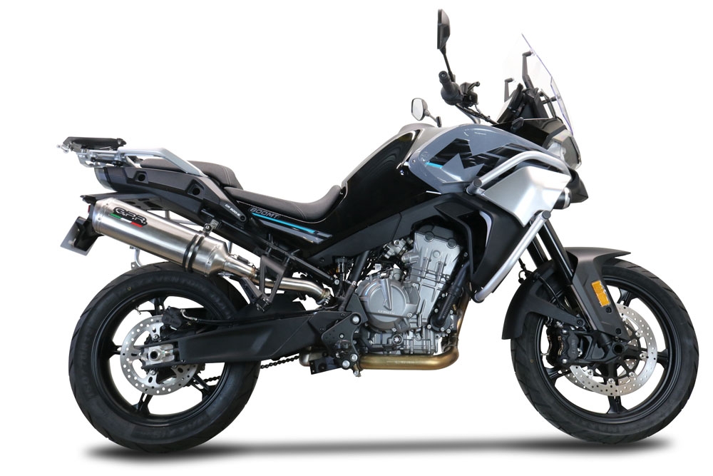 GPR auspuff kompatibel mit  Cf Moto 800 Mt Touring/Explorer 2025-2026, Satinox , Zugelassener legaler Slip-On-Auspuff mit Abe, einschließlich abnehmbarem DB-Killer und Verbindungsrohr 