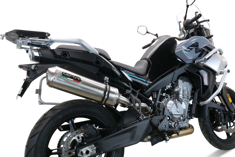 GPR auspuff kompatibel mit  Cf Moto 800 Mt Touring/Explorer 2025-2026, Satinox , Zugelassener legaler Slip-On-Auspuff mit Abe, einschließlich abnehmbarem DB-Killer und Verbindungsrohr 