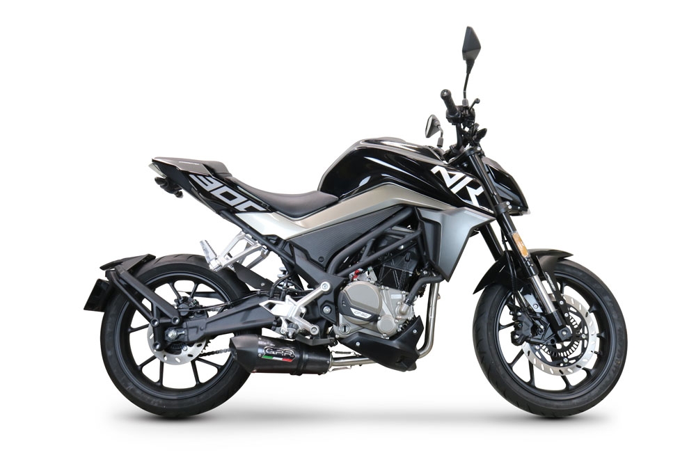GPR auspuff kompatibel mit  Cf Moto 300 NK 2022-2024, New Grand Prix Evo Poppy, Homologierte auspuff mit verbindungsrohr und katalysator 