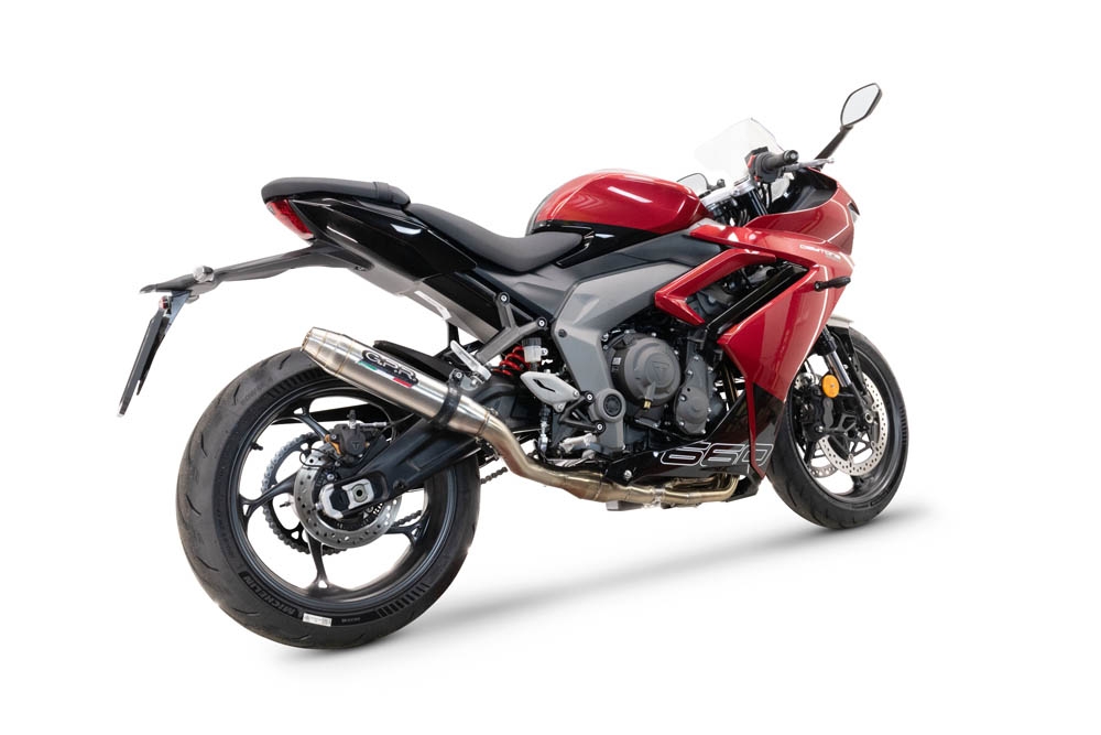 GPR auspuff kompatibel mit  Triumph Daytona 660 2023-2025, Deeptone Inox, Racing-Komplettsystem-Auspuff, einschließlich Krümmer und abnehmbarem DB-Killer 