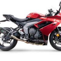 GPR auspuff kompatibel mit  Triumph Daytona 660 2023-2025, Furore Nero, Racing-Komplettsystem-Auspuff, einschließlich Krümmer und abnehmbarem DB-Killer 