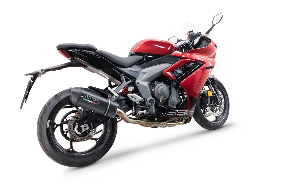 GPR auspuff kompatibel mit  Triumph Daytona 660 2023-2025, Furore Nero, Racing-Komplettsystem-Auspuff, einschließlich Krümmer und abnehmbarem DB-Killer 