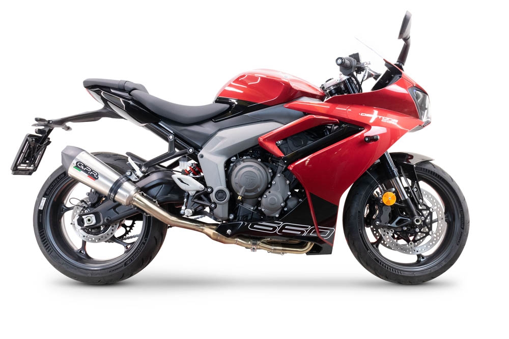 GPR auspuff kompatibel mit  Triumph Daytona 660 2023-2025, New Grand Prix Evo Titanium, Homologierte auspuff mit verbindungsrohr und katalysator 