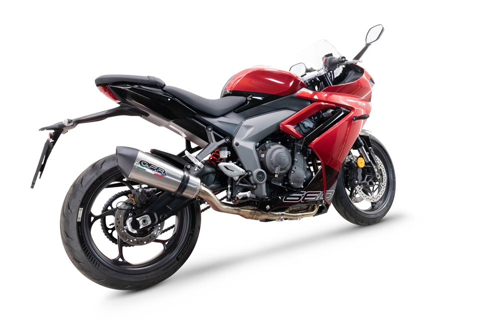 GPR auspuff kompatibel mit  Triumph Daytona 660 2023-2025, New Grand Prix Evo Titanium, Homologierte auspuff mit verbindungsrohr und katalysator 
