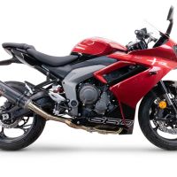 GPR auspuff kompatibel mit  Triumph Daytona 660 2023-2025, M3 Black Titanium, Homologierte auspuff mit verbindungsrohr und katalysator 