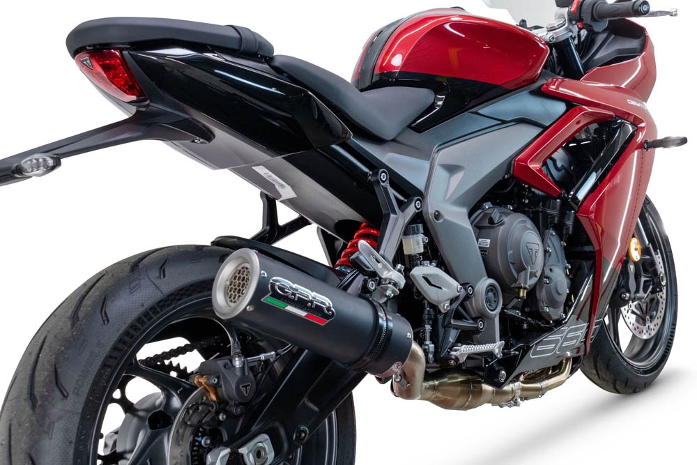 GPR auspuff kompatibel mit  Triumph Daytona 660 2023-2025, M3 Black Titanium, Racing-Komplettsystem-Auspuff, einschließlich Krümmer und abnehmbarem DB-Killer 