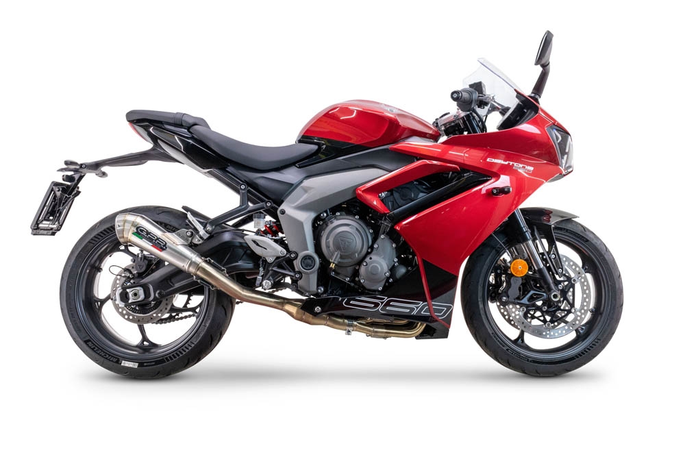GPR auspuff kompatibel mit  Triumph Daytona 660 2023-2025, Powercone Evo, Racing-Komplettsystem-Auspuff, einschließlich Krümmer und abnehmbarem DB-Killer 