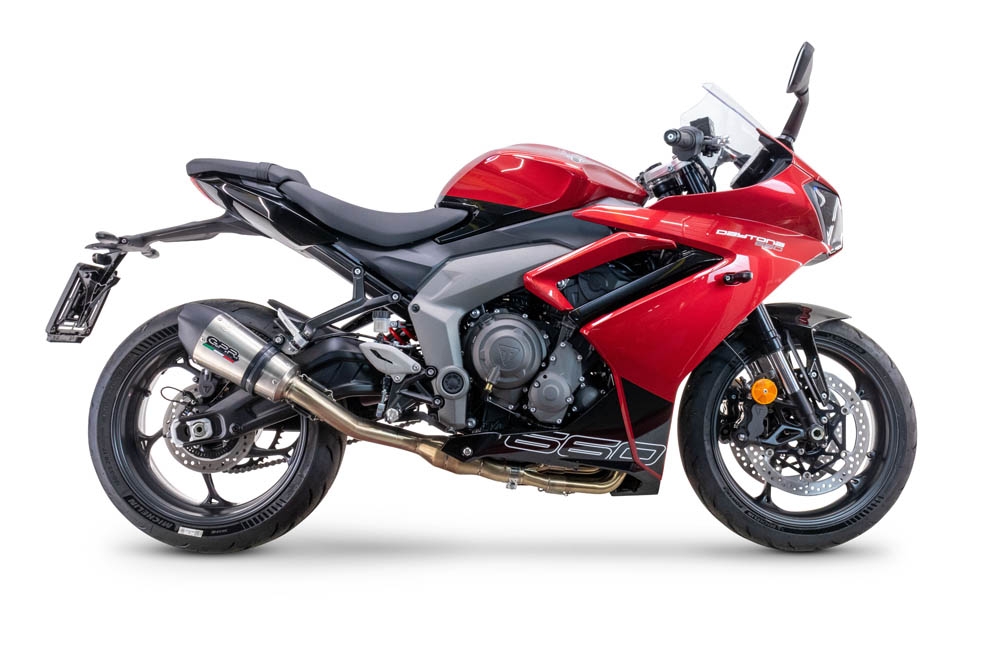 GPR auspuff kompatibel mit  Triumph Daytona 660 2023-2025, New Grand Prix Evo Titanium, Racing-Komplettsystem-Auspuff, einschließlich Krümmer und abnehmbarem DB-Killer 