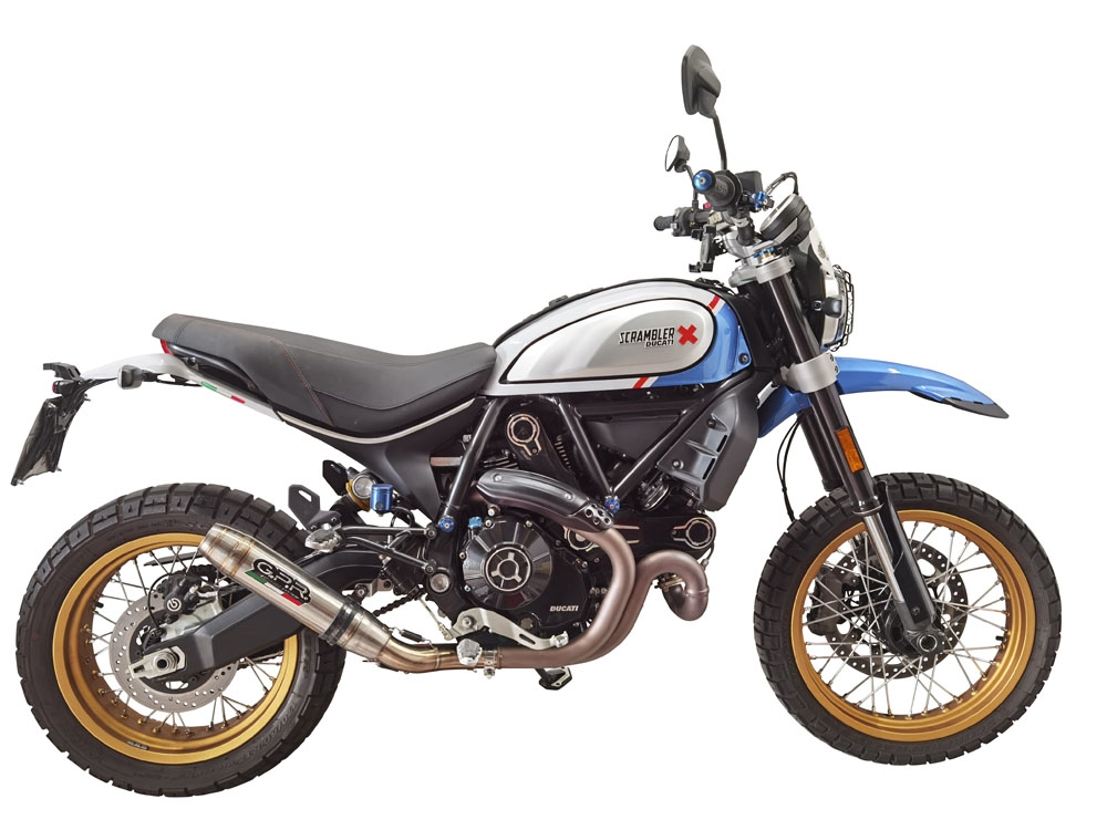 GPR auspuff kompatibel mit  Ducati Scrambler 800 Desert Sled -DS Fasthouse 2021-2024, Deeptone Inox, Zugelassener legaler Slip-On-Auspuff mit Abe, einschließlich abnehmbarem DB-Killer,katakysator und Verbindungsrohr 