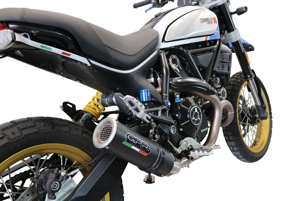 GPR auspuff kompatibel mit  Ducati Scrambler 800 Nightshift -Urban Motard 2021-2022, M3 Black Titanium, Zugelassener legaler Slip-On-Auspuff mit Abe, einschließlich abnehmbarem DB-Killer,katakysator und Verbindungsrohr 