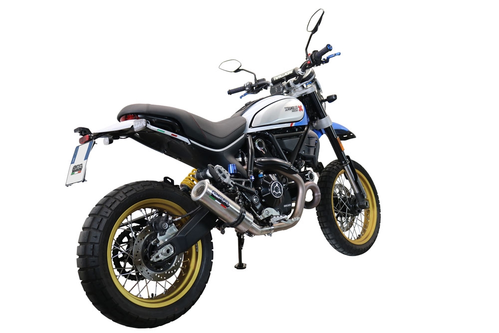 GPR auspuff kompatibel mit  Ducati Scrambler 800 Icon -Icon Dark 2021-2022, M3 Titanium Natural, Zugelassener legaler Slip-On-Auspuff mit Abe, einschließlich abnehmbarem DB-Killer,katakysator und Verbindungsrohr 