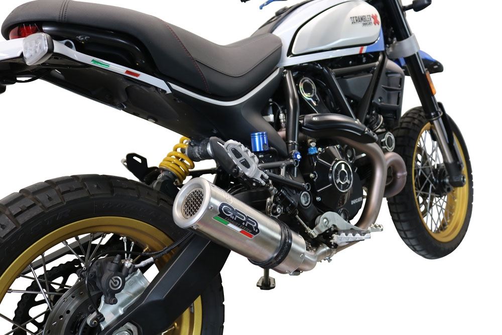 GPR auspuff kompatibel mit  Ducati Scrambler 800 Icon -Icon Dark 2021-2022, M3 Titanium Natural, Zugelassener legaler Slip-On-Auspuff mit Abe, einschließlich abnehmbarem DB-Killer,katakysator und Verbindungsrohr 