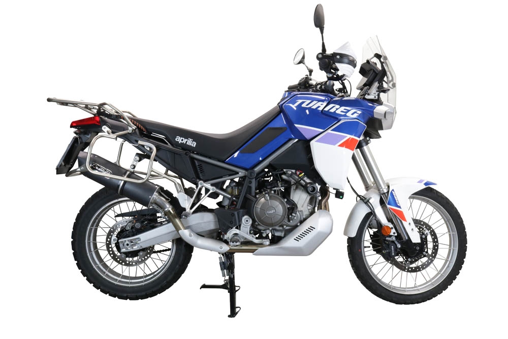 GPR auspuff kompatibel mit  Aprilia Tuareg 660 2021-2024, Furore Evo4 Nero, Zugelassener legaler Slip-On-Auspuff mit Abe, einschließlich abnehmbarem DB-Killer und Verbindungsrohr 