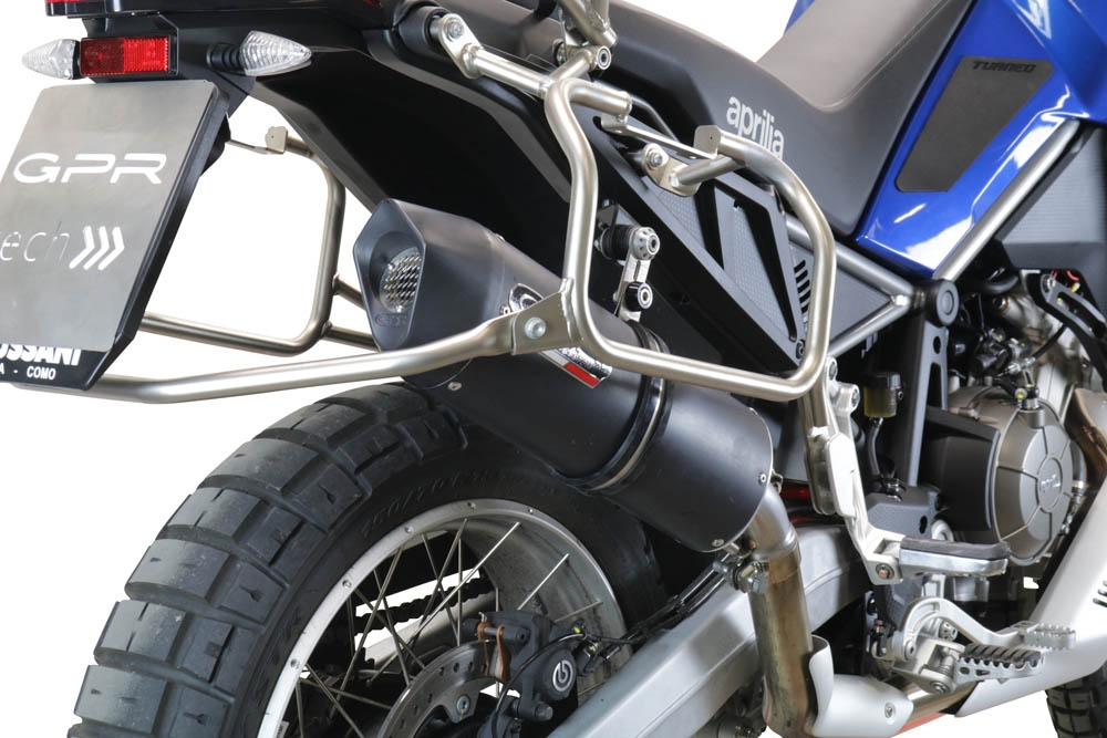 GPR auspuff kompatibel mit  Aprilia Tuareg 660 2021-2024, Furore Evo4 Nero, Zugelassener legaler Slip-On-Auspuff mit Abe, einschließlich abnehmbarem DB-Killer und Verbindungsrohr 