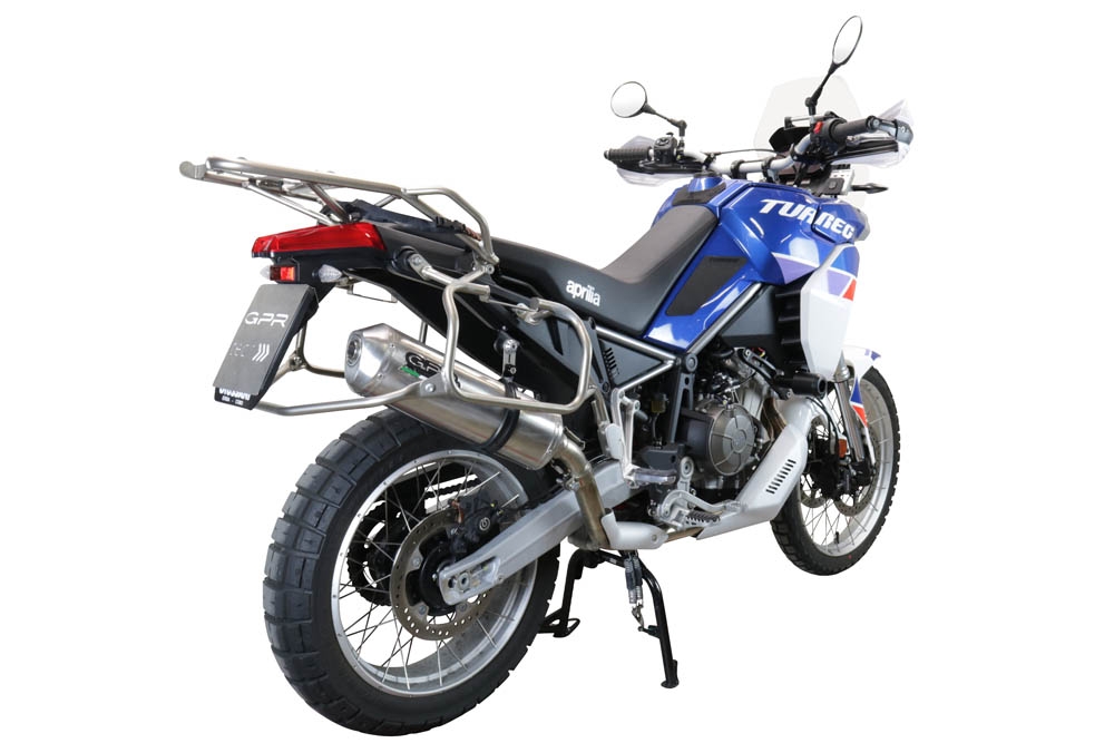 GPR auspuff kompatibel mit  Aprilia Tuareg 660 2021-2024, Satinox , Zugelassener legaler Slip-On-Auspuff mit Abe, einschließlich abnehmbarem DB-Killer und Verbindungsrohr 