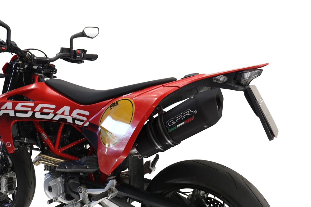 GPR auspuff kompatibel mit  Gas Gas SM 700 2023-2024, Furore Evo4 Nero, Zugelassener legaler Slip-On-Auspuff mit ABE, inklusive abnehmbarem DB-Killer, Verbindungsrohr und Katalysator 