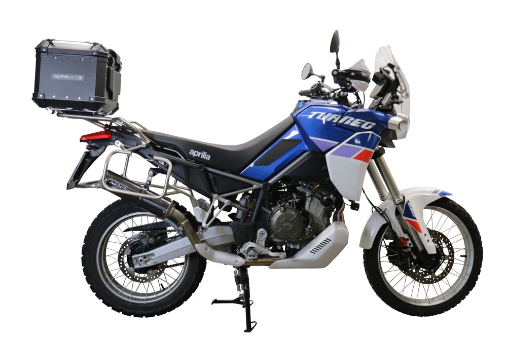 GPR TECH Aprilia Tuareg 660 2021/2024 e5 Topcase aus Aluminium, schwarze Farbe mit spezifischer Platte enthalten Kapazität Liter 35