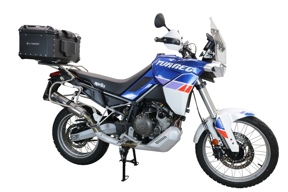GPR TECH Aprilia Tuareg 660 2021/2024 e5 Topcase aus Aluminium, schwarze Farbe mit spezifischer Platte enthalten Kapazität Liter 55