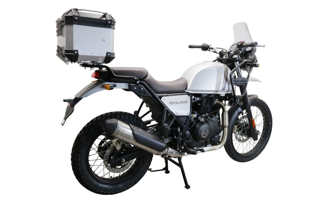 GPR TECH Royal Enfield Himalayan 410 2017/2023 Topcase aus Aluminium, silberfarben mit spezifischer Platte inklusive Kapazität Liter 26