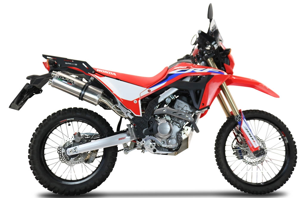 GPR auspuff kompatibel mit  Honda Crf 300 L - Rally 2021-2025, Dual Inox, Racing Slip-on, inkl. Verbindungsrohr, herausnehmbarem DB-Killer, ohne ABE 