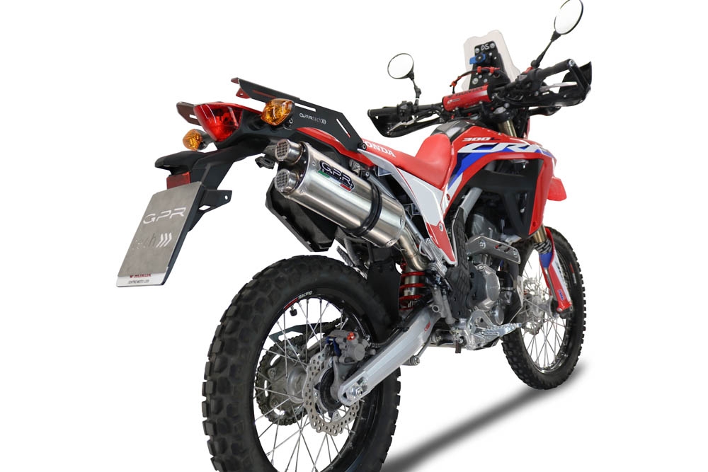 GPR auspuff kompatibel mit  Honda Crf 300 L - Rally 2021-2025, Dual Inox, Racing Slip-on, inkl. Verbindungsrohr, herausnehmbarem DB-Killer, ohne ABE 
