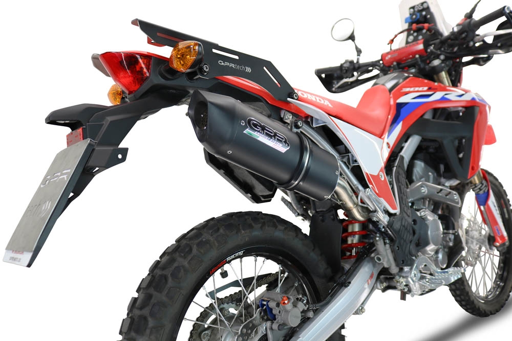GPR auspuff kompatibel mit  Honda Crf 300 L - Rally 2021-2025, Furore Nero, Racing Slip-on, inkl. Verbindungsrohr, herausnehmbarem DB-Killer, ohne ABE 