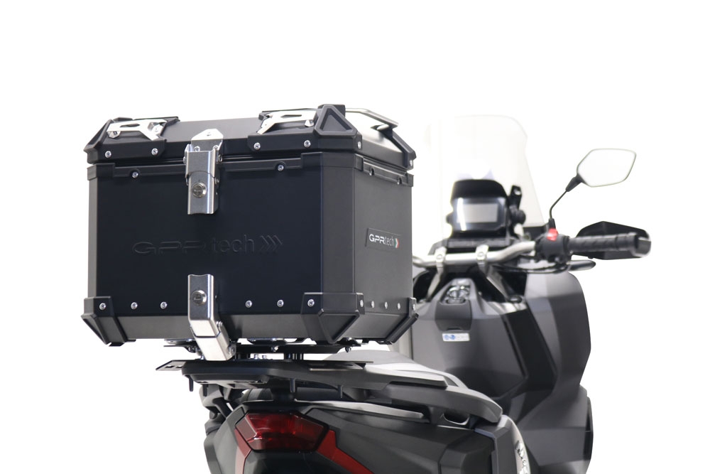 GPR TECH Honda Forza 300 2018/2023 Topcase aus Aluminium, schwarze Farbe mit spezifischer Platte enthalten Kapazität Liter 45